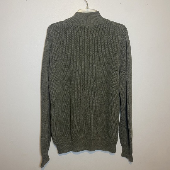 LL Bean Knit Ribbed Sweater Men's Size Medium Full Zip Olive Green 0YR27 - Picture 6 of 7